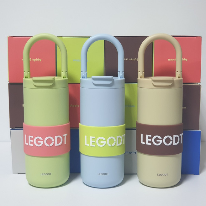 레고트 손잡이 스탠 텀블러 600 휴대용 보냉 보온 병, 1개, 600ml, 연한버터색(버터크림)