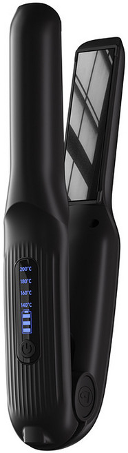 HULULU 무선 고데기/판고데기 4단계 온도조절 매직기, 블랙