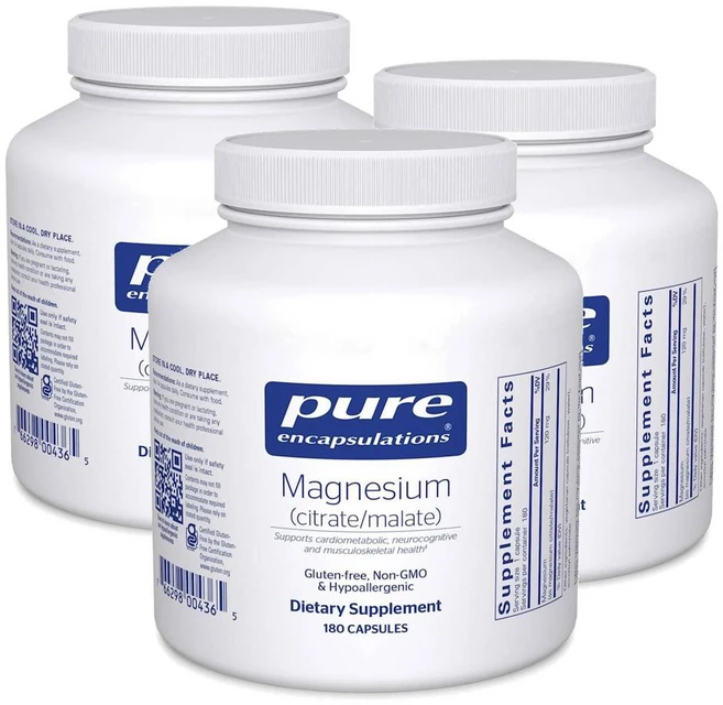 퓨어인캡슐레이션 마그네슘 시트레이트 말레이트 캡슐 Pure Encapsulations Magnesium Citrate Malate, 3개, 180정 - 쿠팡