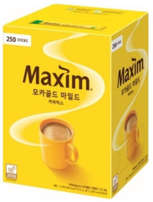 동서식품 맥심 모카 골드 마일드 180 / 250 / 400개입, 1박스, 250개입, 12g