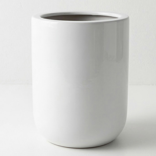 그린데이 대형 도자기 화분 원통라운드 인테리어 디자인 분갈이 사무실 거실, 화이트, 1개