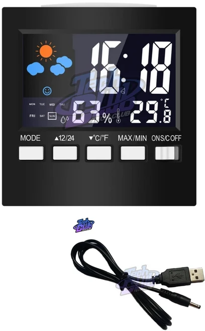 알람 LED 시계 스누즈 디지털 충전식 USB 디스플레이 화면 다기능, 02 Black - 쿠팡