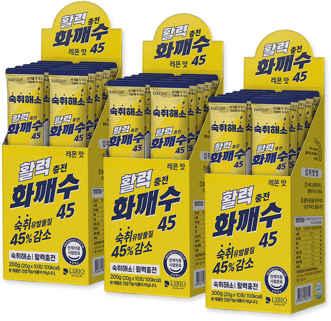 숙취해소제 화깨수45 식약처 인체시험 완료 숙취유발물질 45%감소 레몬맛, 30개, 20ml