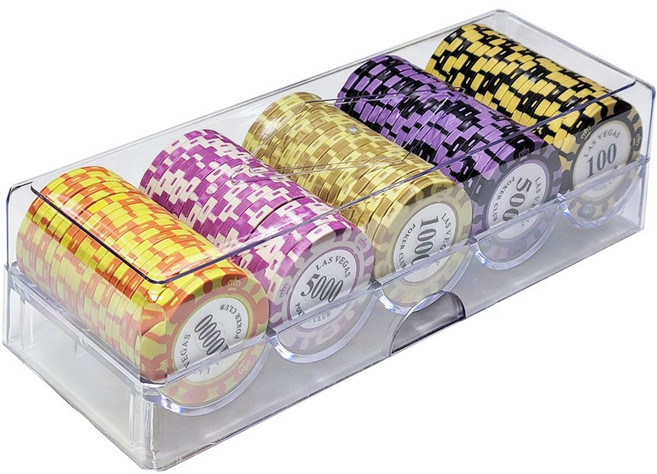 카지노칩 국제규격 마카오 포커칩 100p 아크릴케이스세트, 1개