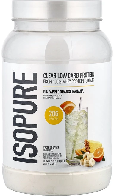 Isopure Clear Low Carb Protein Powder Pineapple Orange Banana 1.98 lb 900 g, 1개, 900g - 쿠팡