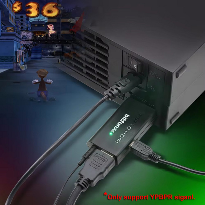 호환 현대 PS2 HDMI 오디오 비디오 컨버터 어댑터 출력 Bitfunx로 디스플레이 모드 지원 480i 480p 576i, 한개옵션0, 1개