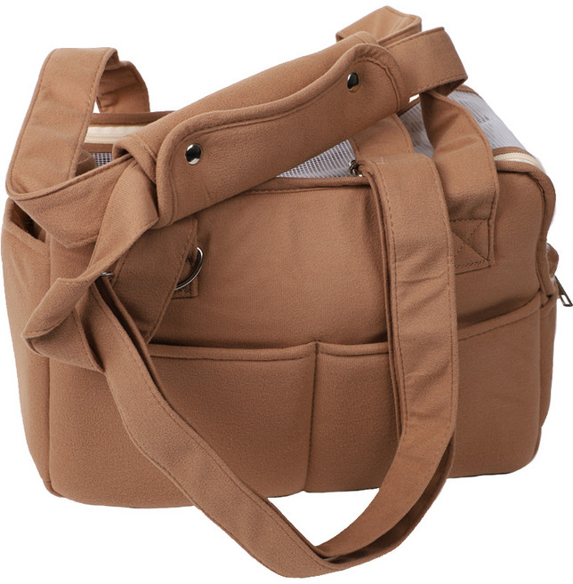 도그팜 강아지 이동 산책 가방 슬링백 고양이 캐리어, 브라운, 1개