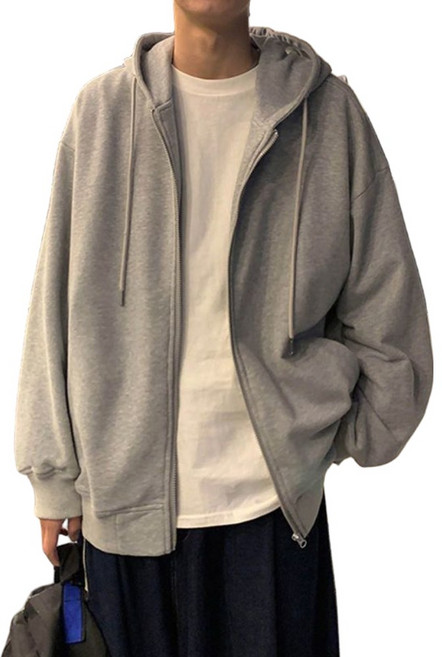 EVENSS 데일리 무지 얇은기모 후드집업 오버핏 남여공용