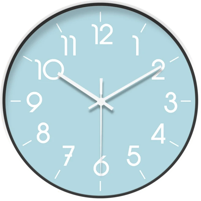 티에이치 라운드 미니멀리스트 소프트 민트 블루 힐링 스타일 쿼츠 벽시계 부드럽고 실용적인 장식 시계 8-, 01 14인치, 01 하얀색