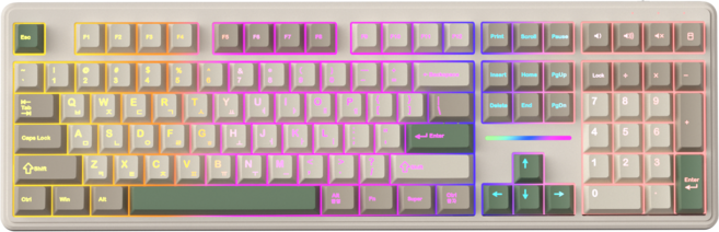 퓨리큐브 IP108 저소음 풀배열 멤브레인 108키 키보드 - 특조 기계식 감각 사무용 한글 각인 비투광 키캡 RGB 유선모드 파운데이션 시리즈, 유선, 레트로 그레이