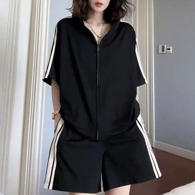 천하오 여름 여성 트레이닝복 반팔 집업 반바지 투피스 L1409