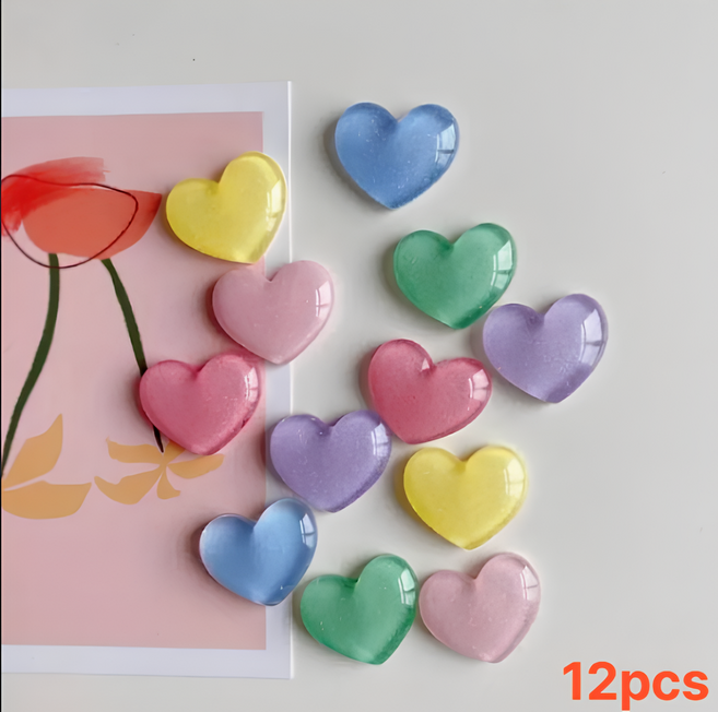 다금라이프 파스텔 투명하트 냉장고 자석 현관 인테리어, 12개, 혼합색상