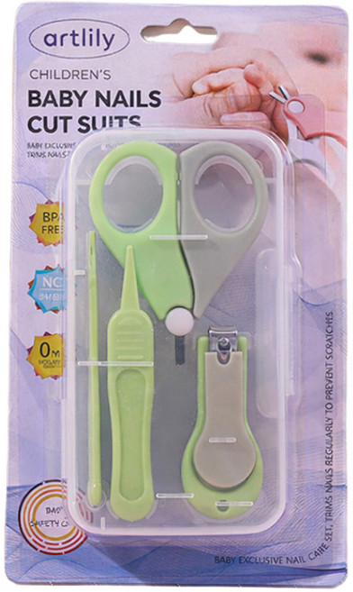 아트릴리 영유아 손톱깎이 네일케어 4종 세트, 그린, 1세트