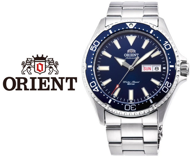 3위 - 오리엔트 ORIENT 국내재고 카마수 마코 3 블루 남자 오토매틱 메탈 손목시계 RA-AA0002L39B R