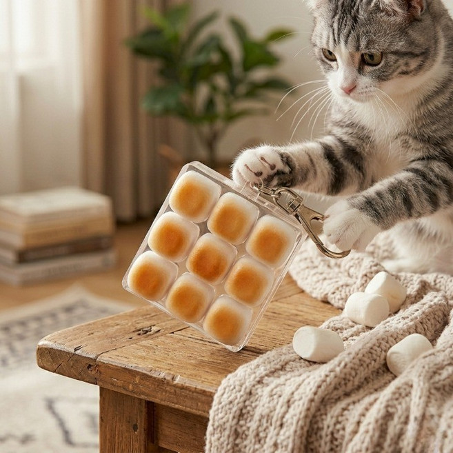 구운 마시멜로 9구 4구 식빵 키캡키링 클리커 딸깍이 + 케이스포함