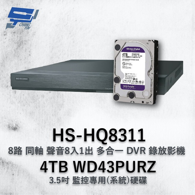 昌運 昇銳 HS-HQ8311 8路多合一DVR錄放影機, 1個, 數量