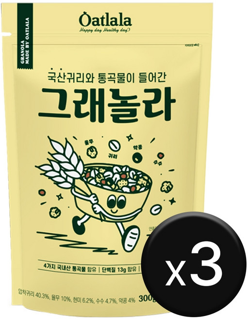 엄마사랑 국산귀리와 통곡물이 들어간 그래놀라, 300g, 3개