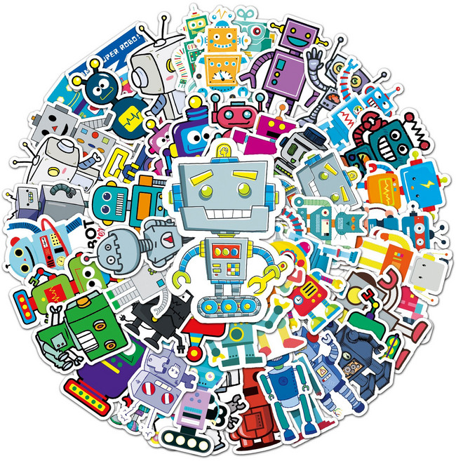 번블랙 로봇 캐릭터 우주 행성 학습지 스티커 어린이 굿즈, 1개, 로보트A