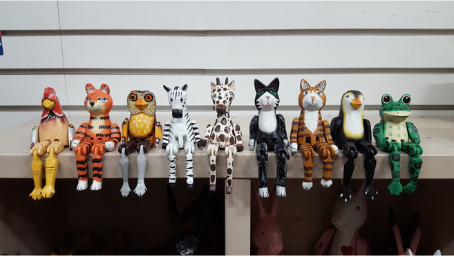 [소품팩토리]미니 목각 관절동물인형 기린 얼룩말 펭귄 부엉이 개구리 닭 고양이 토끼 장식소품 선반장식품