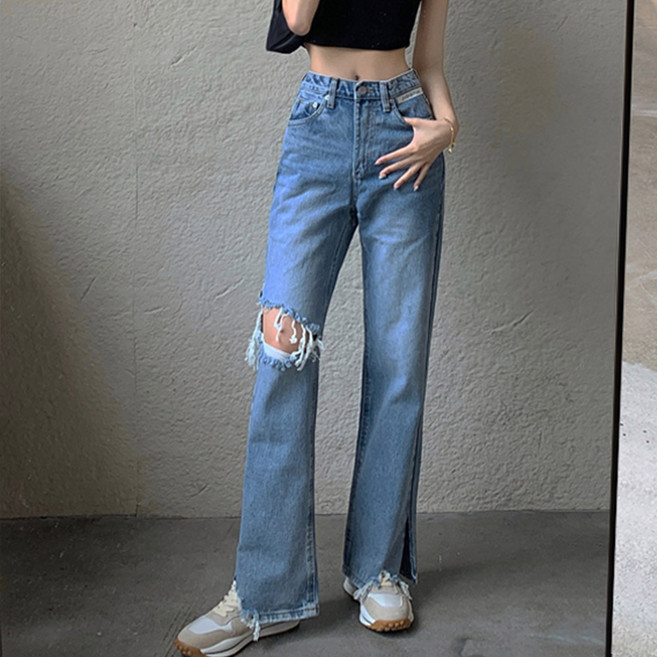 대박난박양 디스트로이드 와이드 청바지