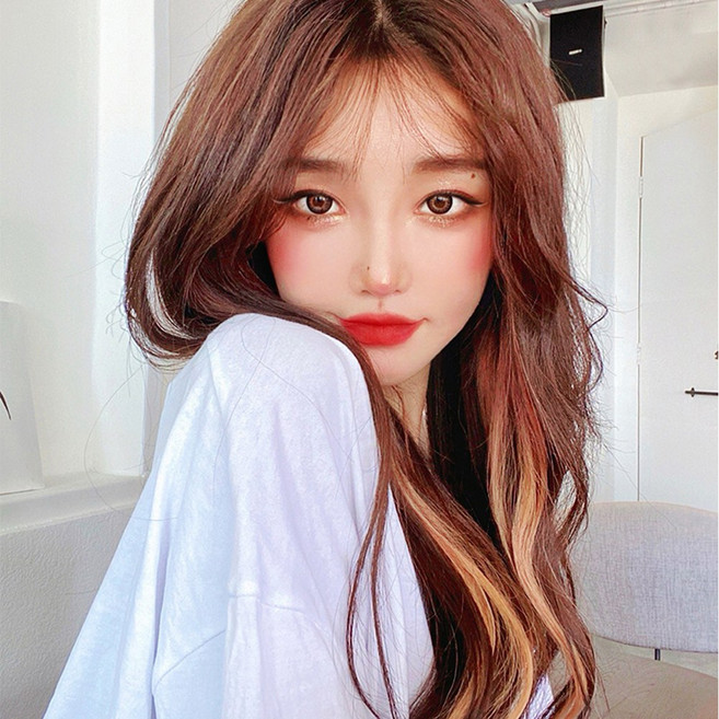 하이유니 심플 브릿지 트윙클 여자 여성 붙임머리 헤어 피스 부분 가발, 27.블랙-베이비핑크 (너비:3cm/기장:55cm), 1개