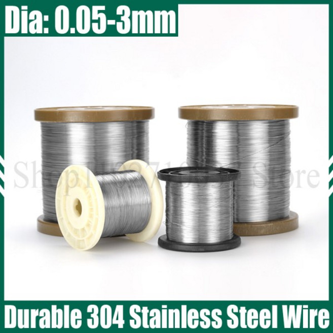304 스테인리스 철사 부식 방지 부드러운 철사 단일 가닥 래싱 L = 30-100 m 직경 = 0.05-3mm, 10 0.4mm (100 Meter), 01 Soft Steel Wire, 1개