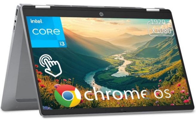 HP 크롬북 플러스 x360 14인치 2-in-1 터치스크린 비즈니스/학생용 노트북 인텔 코어 i3 N305 8GB RAM 256GB UFS 백라이트 키보드 Wi-Fi, HP 크롬북 플러스 x360 14인치 2-in-1 터치