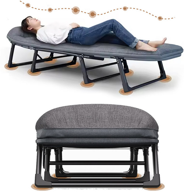 1인용 접이식 간이침대, 그레이, 베개제공없음