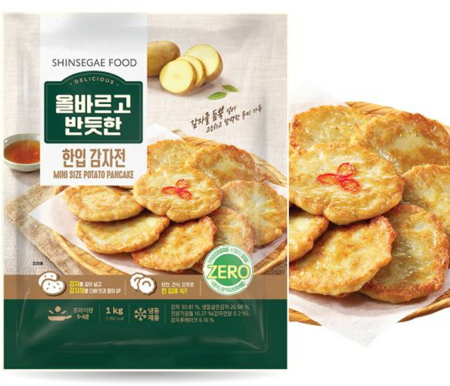 신세계푸드 올바르고 반듯한 한입 감자전 1kg 올반, 한입 부추전 1kg