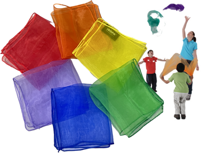 아이소파 무지개 스카프 30x30 6장 IS-30 유아 저글링 오감 촉감 놀이 체육 교구