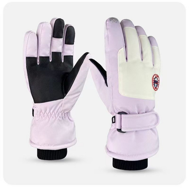 UPPERCUT 스키장갑 아웃도어 스노우보드 낚시장갑 남녀공용 방한장갑, 여성 퍼플, 1개