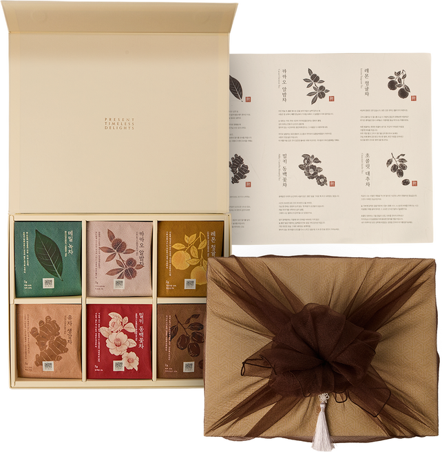 생과방 블렌딩 전통차 선물세트 24개입 보자기 고급 선물포장, 1세트, 24매