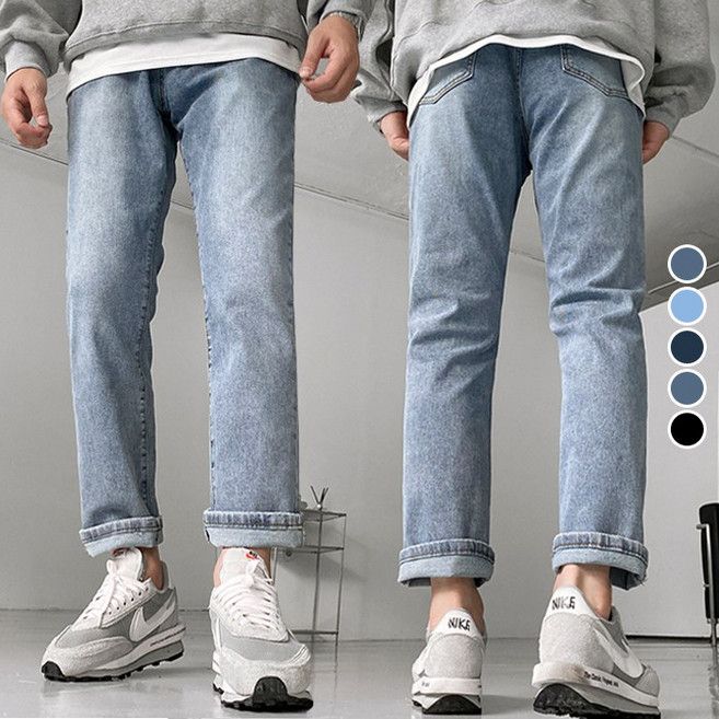 사계절 청바지 히든밴딩 스판 테이퍼드 빅사이즈 일자 워싱 국민 팬츠 청바지 (5color)