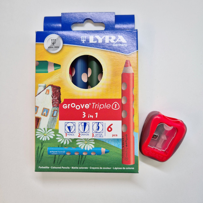 리라그르부 트리플원 색연필 트리플원연필깎이포함, 6색