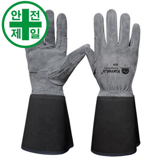 용접장갑 809-L 1켤레 돈피 우피 면안감 총기장34cm 용접 건설현장 그라인더 샌등작업 산업장갑 안전장갑, 1개
