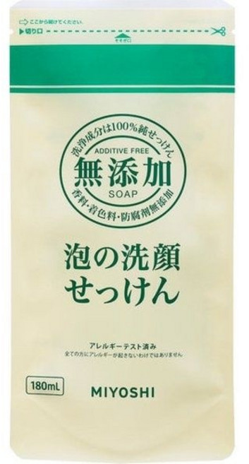 미요시 무첨가 비누 폼 페이스 워시 리필 180mL