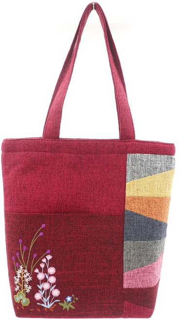 전통 공예 도톰한 면 꽃자수 숄더백 외국인선물 할머니가방 캔버스백