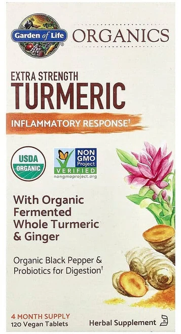가든 오브 라이프 Garden of Life 오가닉스 강황 염증 반응 비건 정제 120정125384원산지:기타, 1개, 120정 - 쿠팡