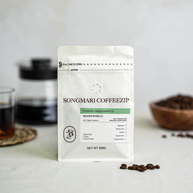 [당일로스팅]송마리커피집 산미있는 에티오피아 예가체프 G2 원두커피, 1개, 200g, 홀빈(분쇄안함)