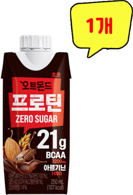 롯데 오트몬드 프로틴 제로슈거 초코, 250ml, 1개