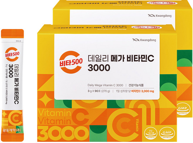 광동 비타500 데일리 메가 비타민C 3000 고함량 비타민c, 2개, 270g