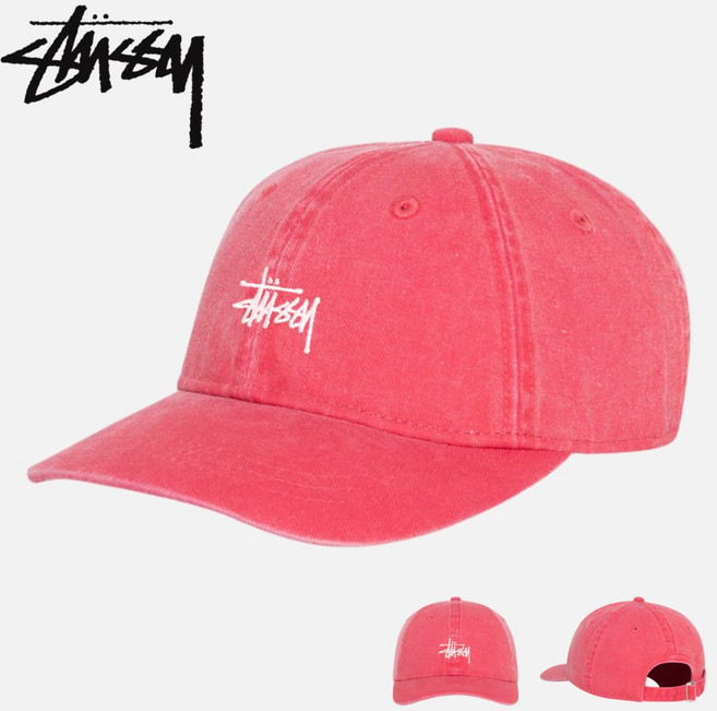 스투시 모자 로우 프로 워시드 볼캡 딥루즈