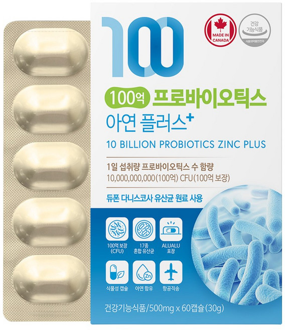 네이처그랜드 100억 프로바이오틱스 아연 플러스 장용성캡슐 2개월분, 1개, 60정