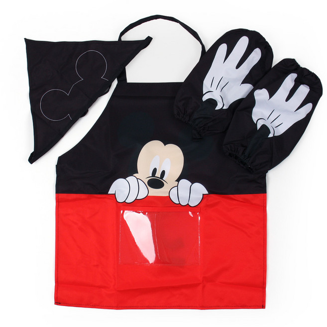 디즈니 미키마우스 심플 앞치마 토시 두건 3종 세트 깨비 헬로키즈 유치원단체선물 캐릭터잡화 아동잡화 유아잡화 남아 여아 아동 어린이 유아