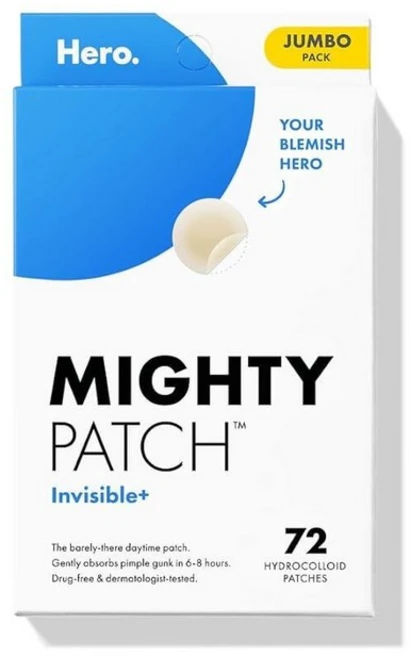 Hero Cosmetics Mighty Patch™ Invisible+ 패치 - 주간 하이드로콜로이드 패치 및 잡티 커버용 얼굴과 피부를 위한 초박형 스팟 스티커 비건 친 - 쿠팡