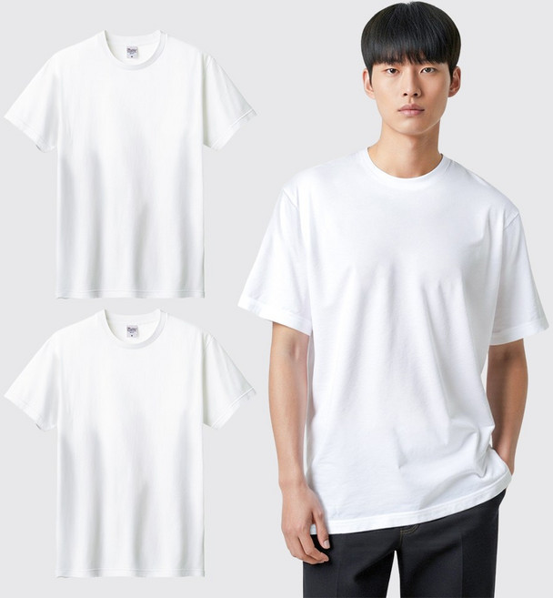 [1+1] 브이티오 프린트스타 17수 면티 남녀공용 반팔 기본티 데일리룩