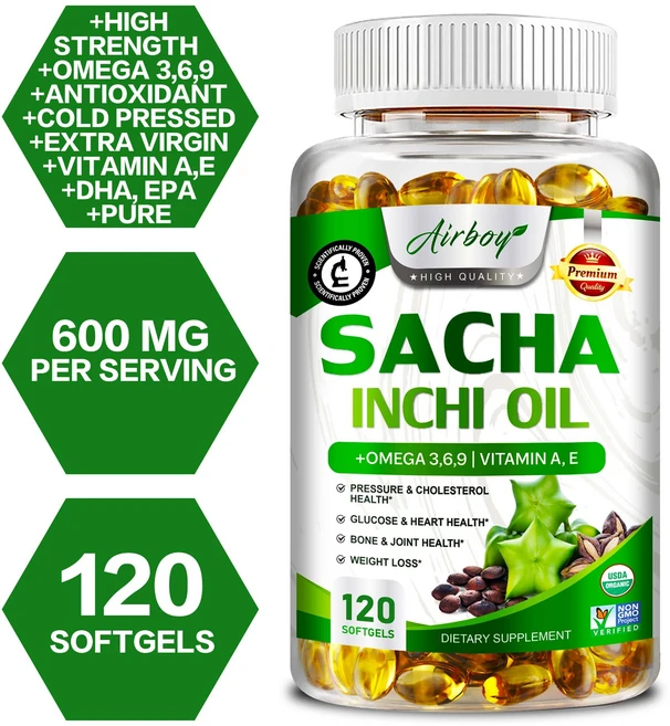 사차인치 오일 캡슐 600mg - 오메가 3-6-9 - 장 건강 지원 항산화, 3개, 120정 - 쿠팡