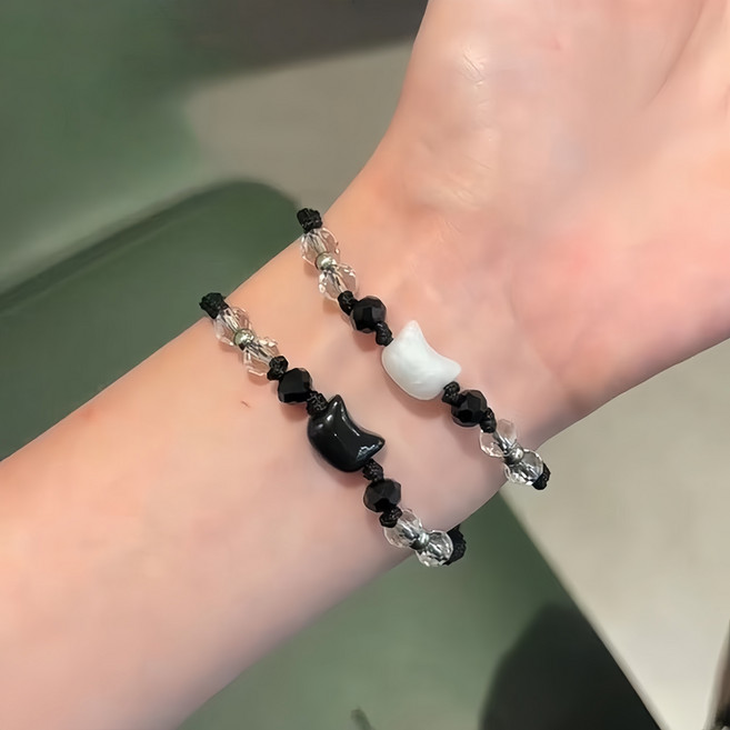 귀여운 고양이 행운의 실매듭 커플 우정 팔찌