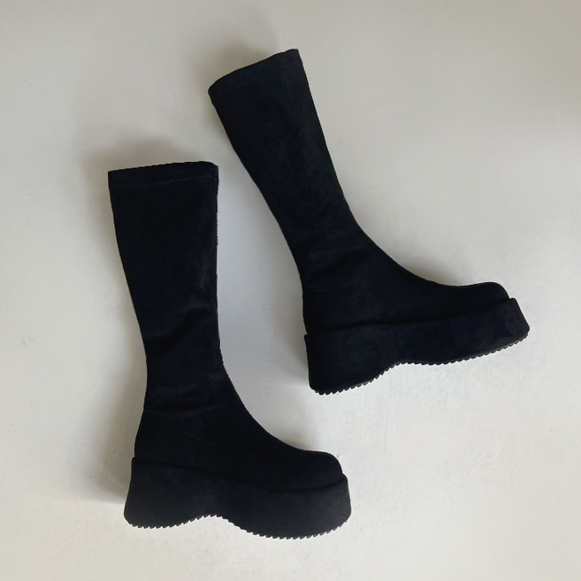 6.5cm 스웨이드 플랫폼 롱부츠