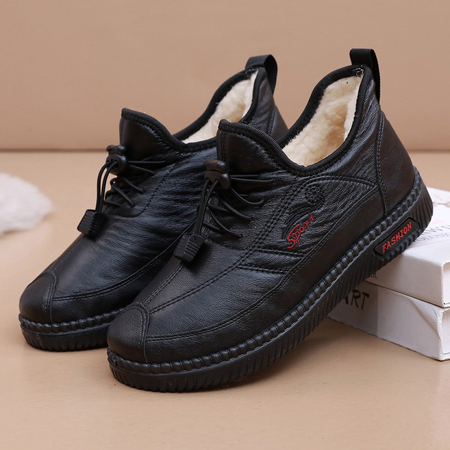 여성 중년 겨울 털단화 가을 겨울 편한 슬립온 겨울 방한화 엄마 털신발 할머니 털신발 여성 스니커즈 LC-605